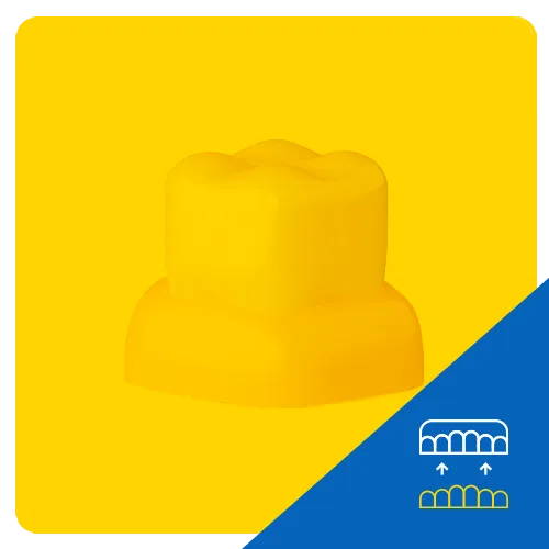 3D illustration of dentures, showing a full arch of artificial teeth, set against a yellow background to represent complete dental prosthetics.