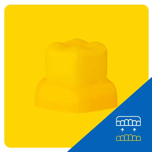 3D illustration of dentures, showing a full arch of artificial teeth, set against a yellow background to represent complete dental prosthetics.