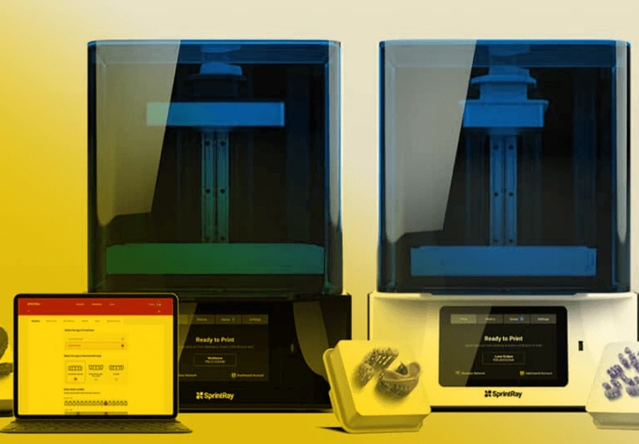 Two 3D printers for crowns.